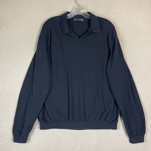 Paul James Polo Shirt Mens XXL Black Knit Long Sleeve Preppy Classic Fit Cotton
